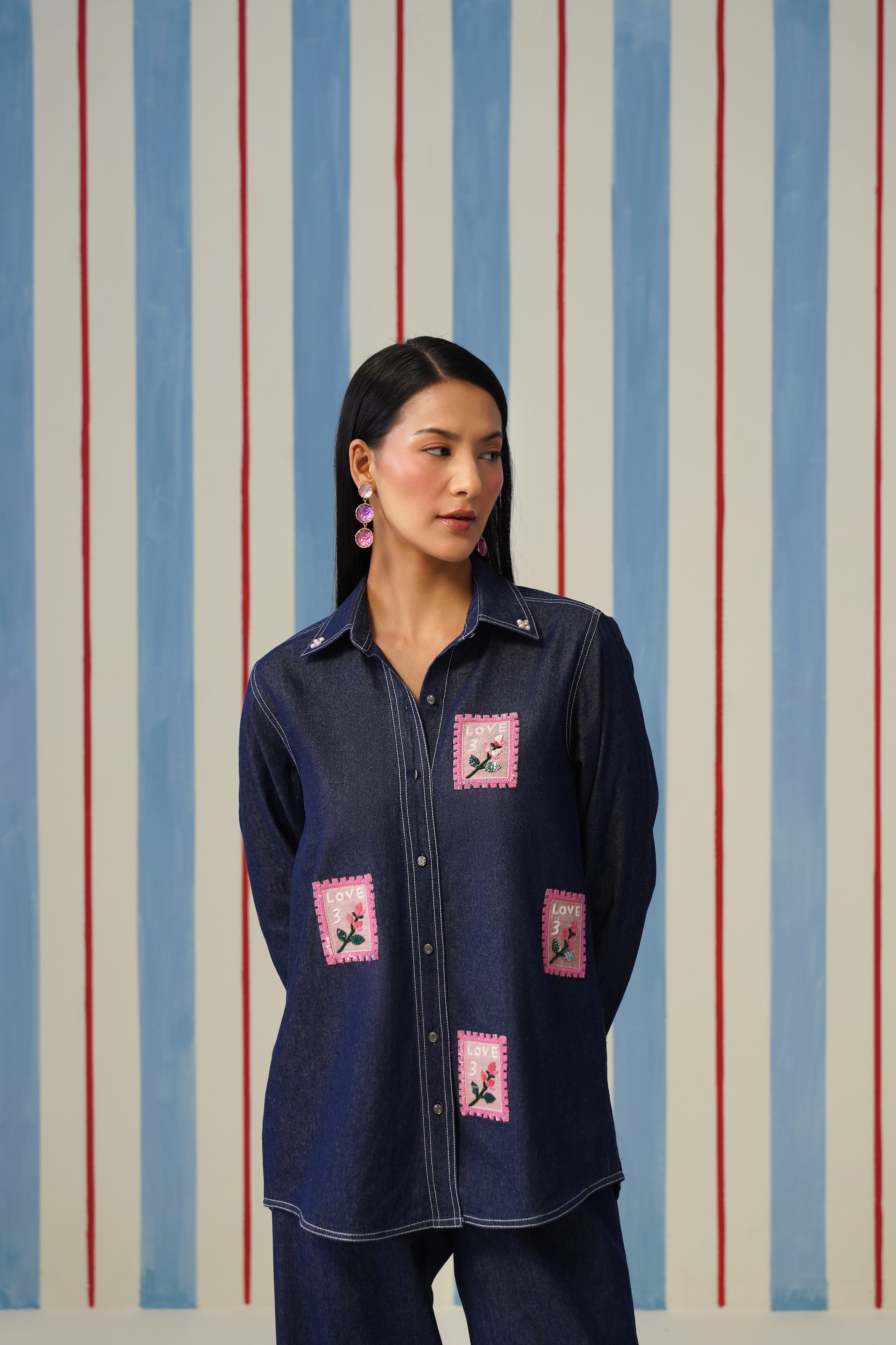 Love Post Denim Coord Set
