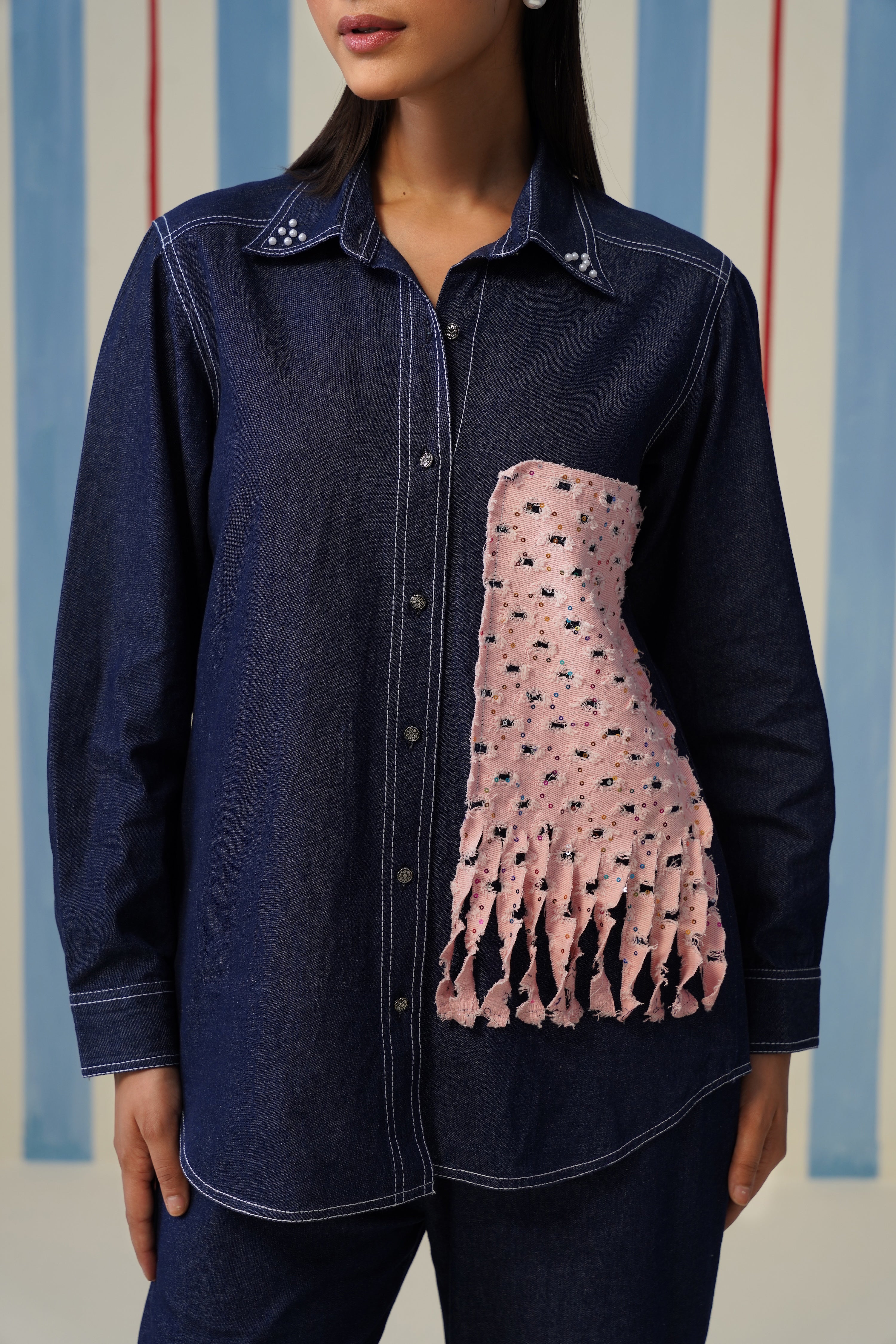 Fringe Pop Denim Shirt