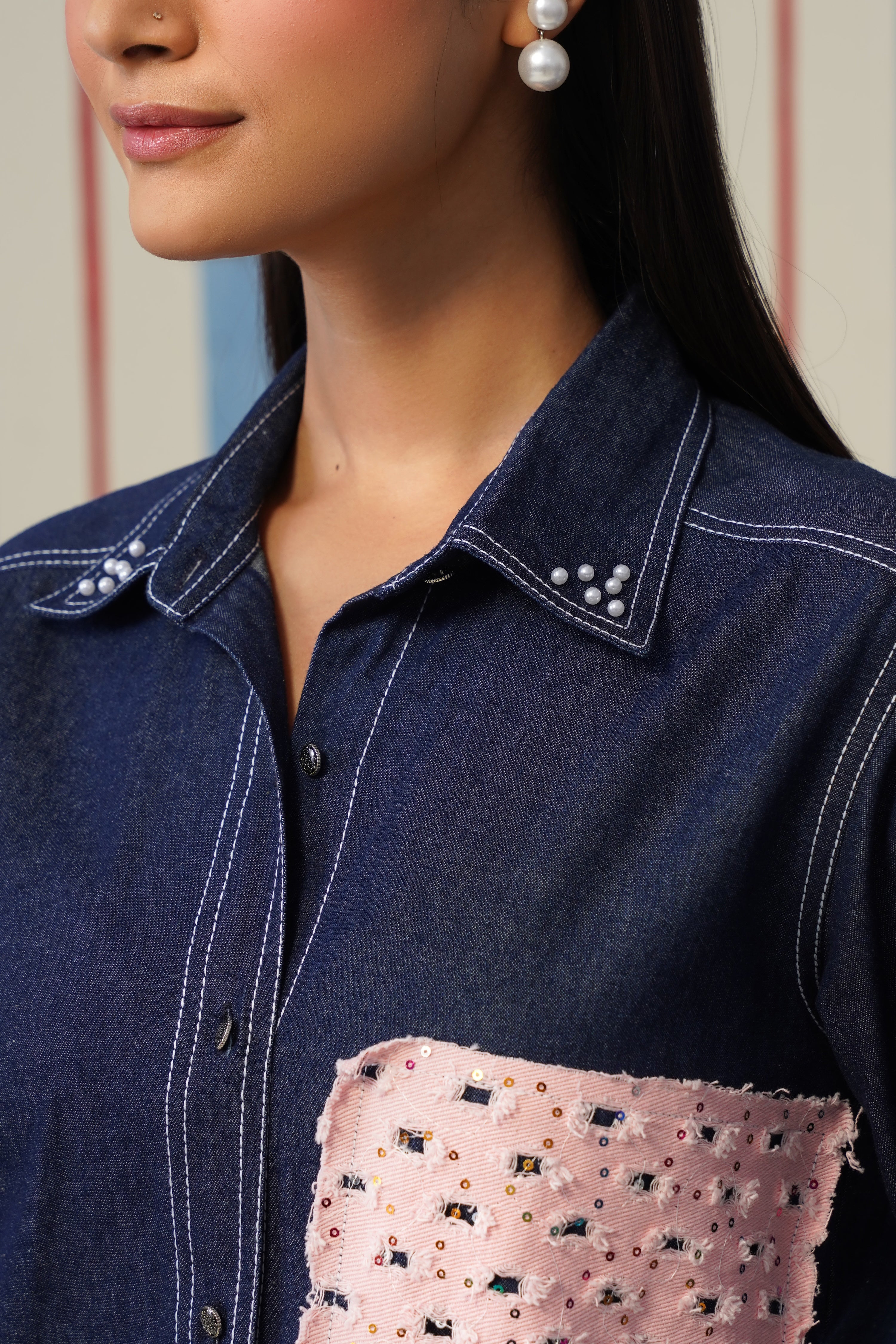 Fringe Pop Denim Shirt