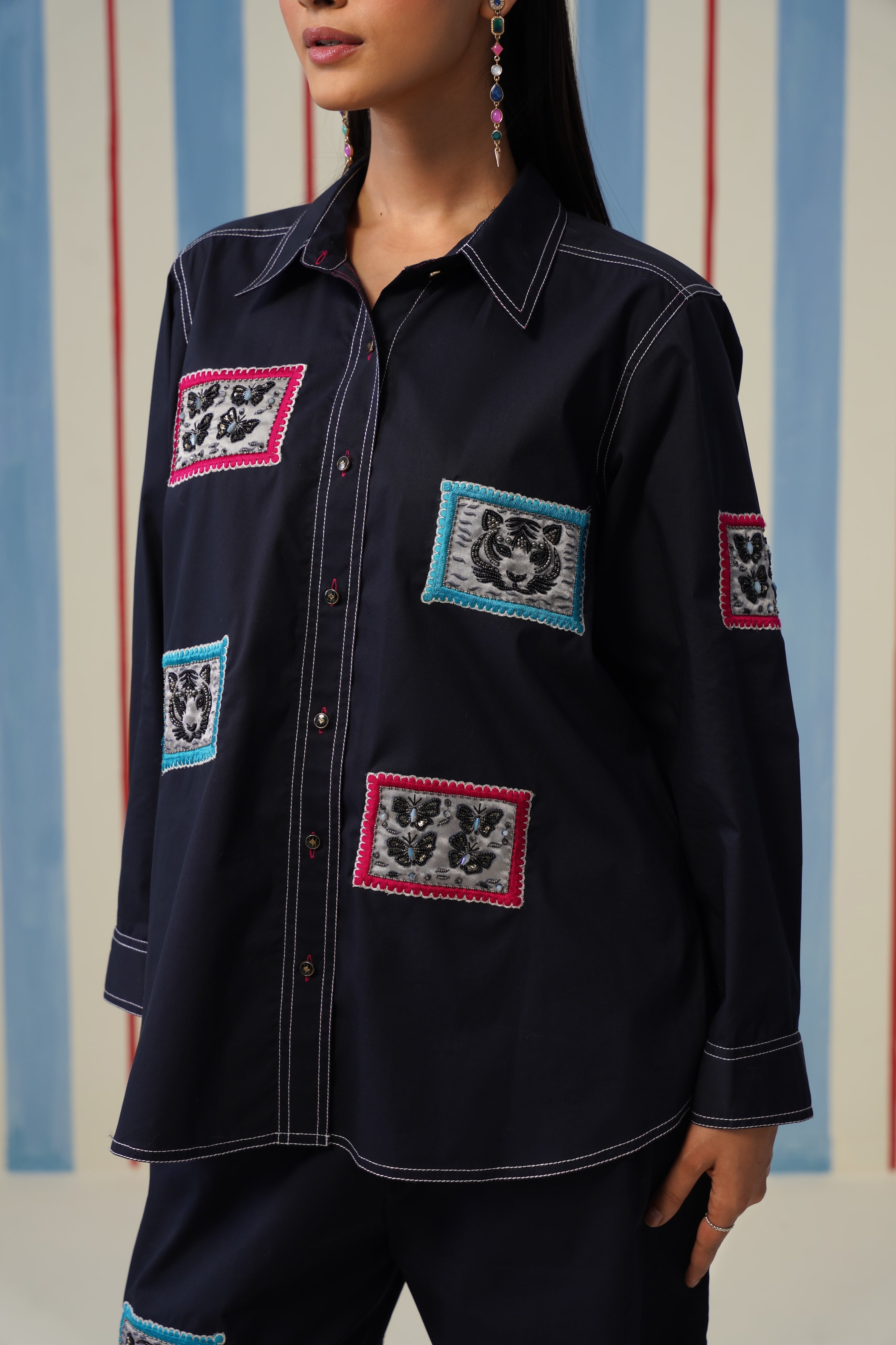 Flutter & Roar Coord Set- Navy Blue