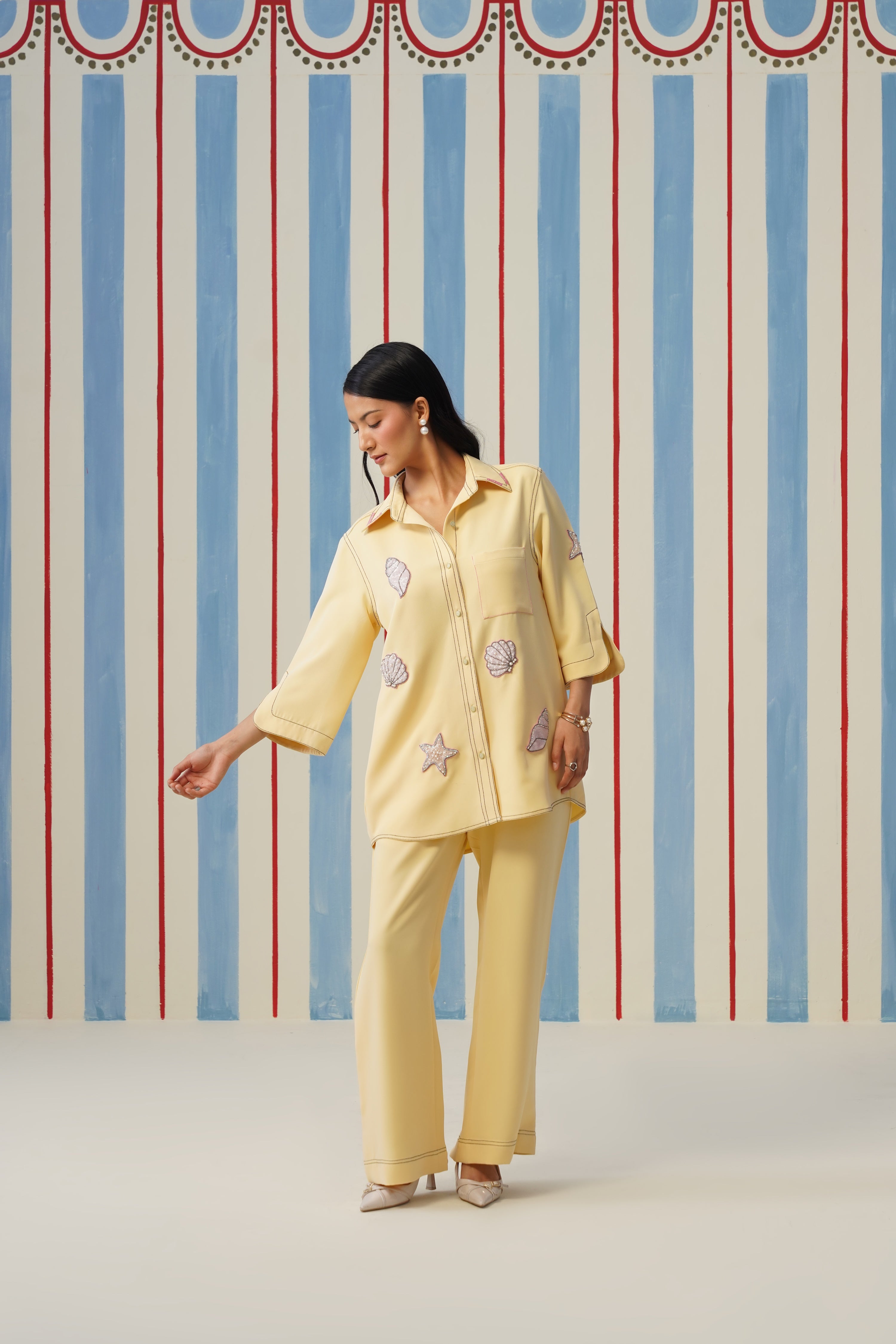 Seashella Coord Set- Butter Yellow